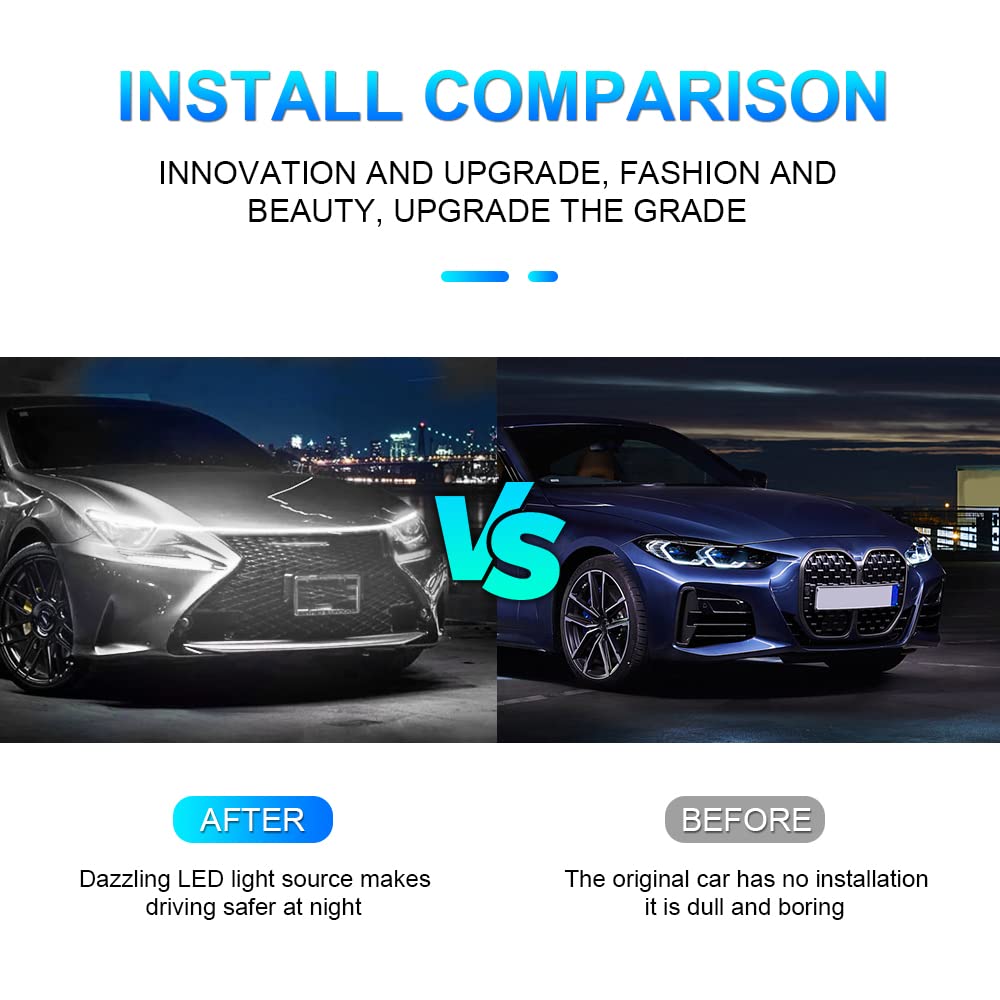 Chemini Car Hood Light Strip, 60 Inch Led Strip Lights For Car Hood Universal Engine Hood Guide Decorative Light Bar 12V Flexible Headlight Waterproof Daytime Running Light Strip 1Pcs (White)